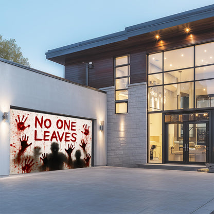 IVN Halloween Garage Door Garland 13x6ft No One Leaves Zombie Hands Bloody Wall Cover Porch Hanging Garland Outdoor Indoor Spooky Party Decorations