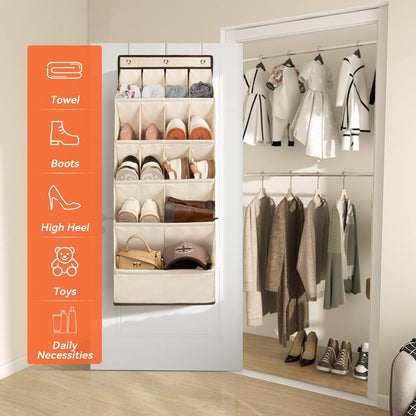1 Pack Closet 18 FENTEC Over the Door Shoe Organizers, Hanging Shoe Organizer with Large Deep Pocket Shoe Holder