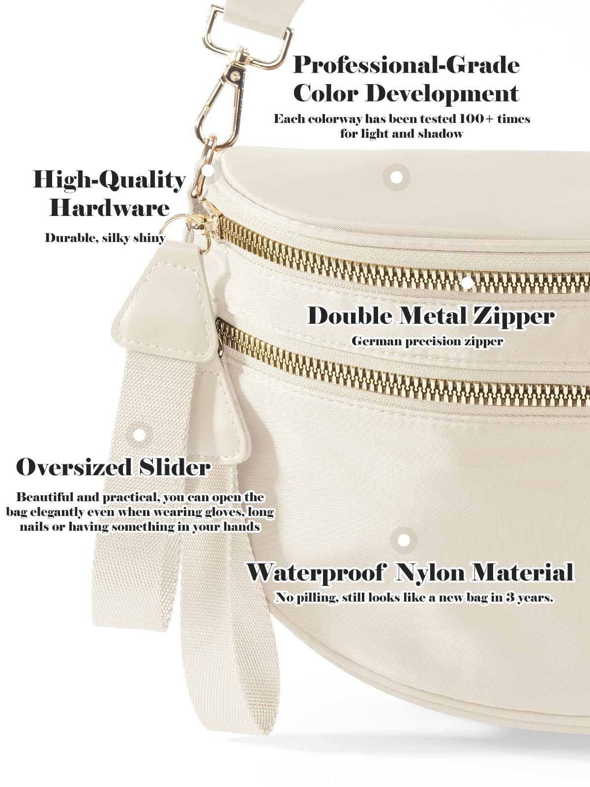 Pure Colour Crossbody Bag Bum Bag for Women,Spacious Purse Fanny Packs Belt Bag,Oversized Bum Bag (Colour Bum Bag-Beige)