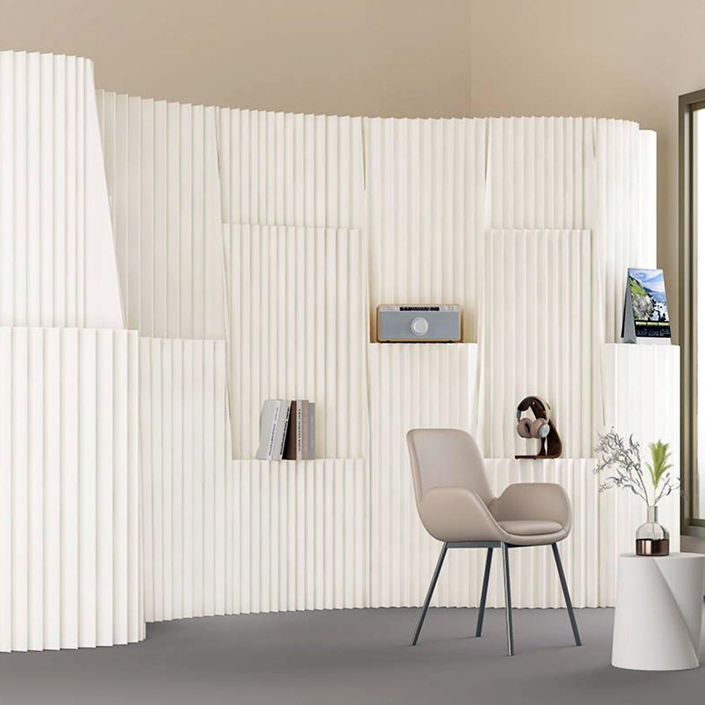 Paper Room Divider Temporary Wall Foldable Wall Divider Retractable Room Dividers and Folding Privacy Screens for Home/Office/Clothing Store/Enterprise/Studio