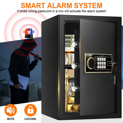 3.4 Cuft Large Fireproof Safe Box for Home, Digital Security Safe Fireproof and Waterproof with Programmable Keypad and Key Lock, Home Fire Safe for Document Money Valuables