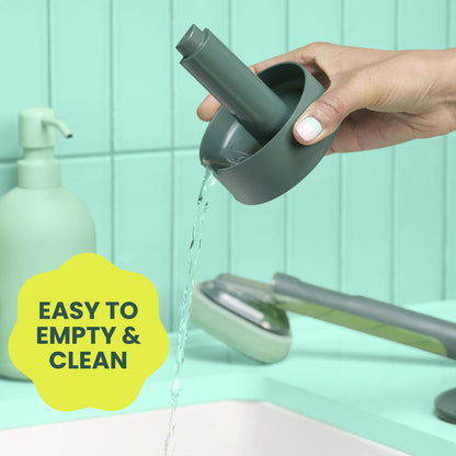 Brite by Scotch-Brite Fillable Dishwand with Drain + Dry Stand, Household and Kitchen Sponge for Washing Dishes, 1 Dish Wand with Soap Dispenser