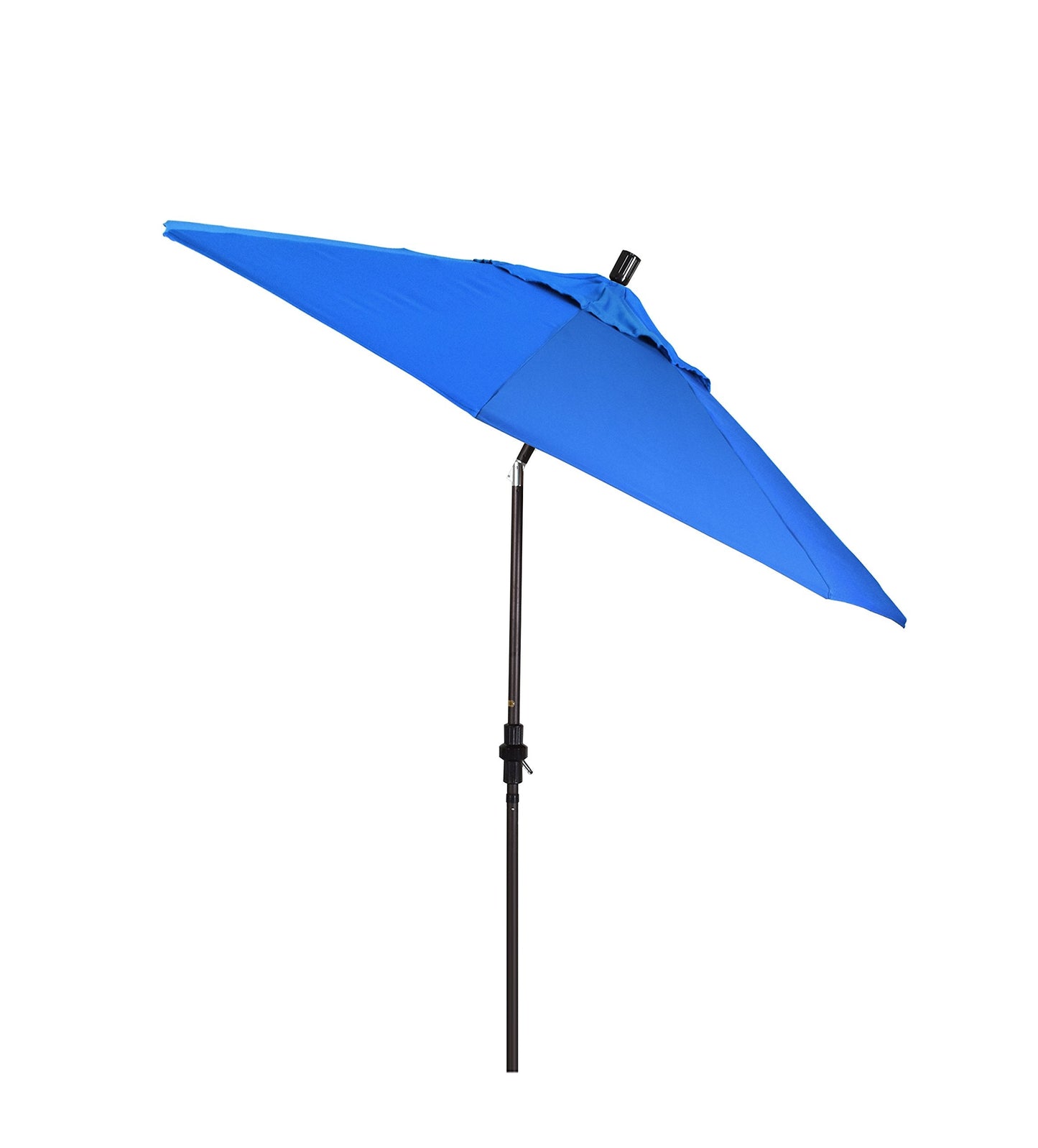 California Umbrella 9' Round Aluminum Market Umbrella, Crank Lift, Collar Tilt, Bronze Pole, Royal Blue Olefin