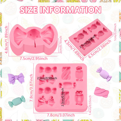 Candy Lollipop Molds 3Pcs, Candy Shape Cake Decorating Silicone Molds for DIY Chocolate Mousse Cookie Butter Gum Cupcake Topper Flower Paste Epoxy Clay Plaster Candle Soap