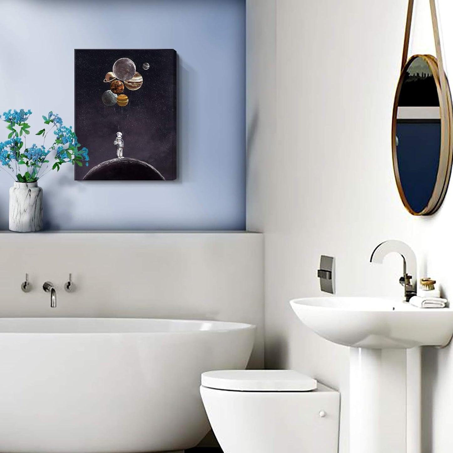 ARTZON Inspirational Wall Art Canvas Print, Astronaut Holding Planet Framed Artwork for Bedroom & Office, 12x16inch