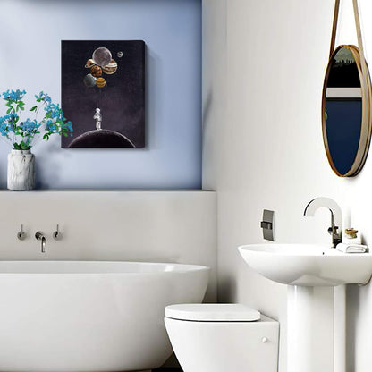 ARTZON Inspirational Wall Art Canvas Print, Astronaut Holding Planet Framed Artwork for Bedroom & Office, 12x16inch