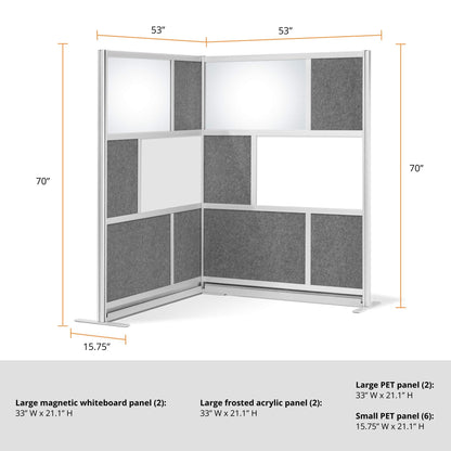 Stand Up Desk Store ReFocus Modular and Expandable Office Partition Wall System (53x70 Starter + 53x70 Extension)