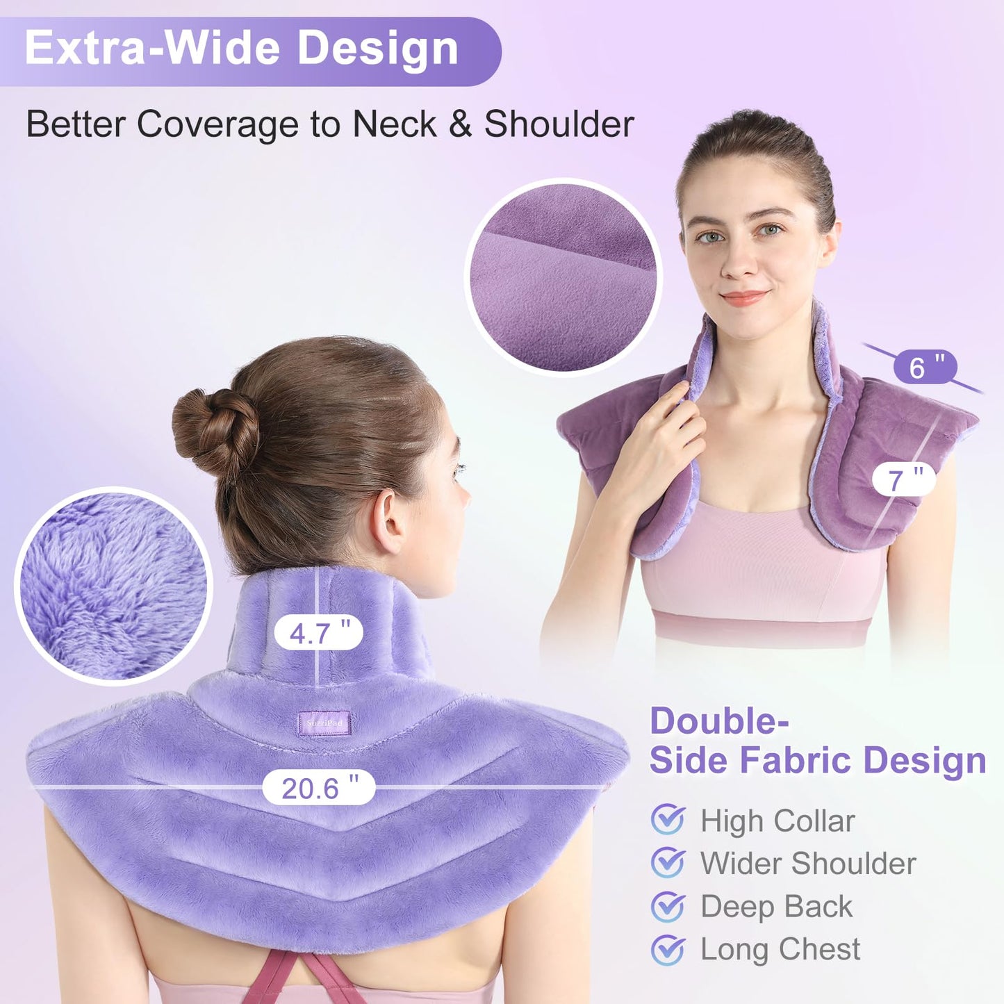 SuzziPad Microwave Heating Pad for Neck and Shoulders, Weighted Shoulder Wrap to Reduce Discomfort, Heated Wraps with Herbal Aromatherapy, Moist Heat Warmer Hot & Cold Compress