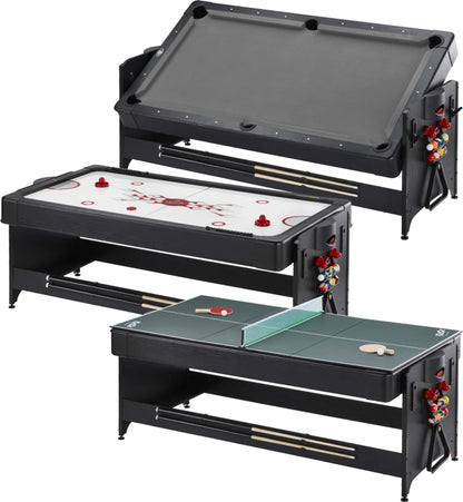 Fat Cat Original 3-in-1 7 Foot Pockey Multi Game Table, Air Hockey Table, Pool Table, and Table Tennis Combo with Accessories