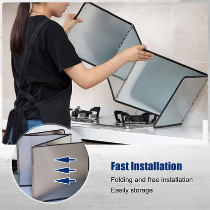 Tylulikaty 3 Sided Splatter Guard,Foldable Stainless Steel Oil Splatter Screens for Frying,Oil Splash Insulation Board,Nonstick Oil Splatter Guard Stove Insulation Board(L: 15" x W: 11.4" x H: 12")