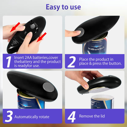 Electric Can Opener, Handheld One-touch Automatic Can opener, Smooth Edge Kitchen Gadget Can Openers Electric for Seniors with Arthritis