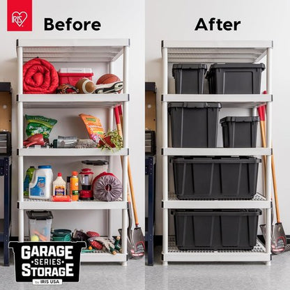 IRIS USA 20 Gallon Lockable Storage Bins - Heavy Duty, Stackable Containers for Garage Organization | 6 Pack - Black