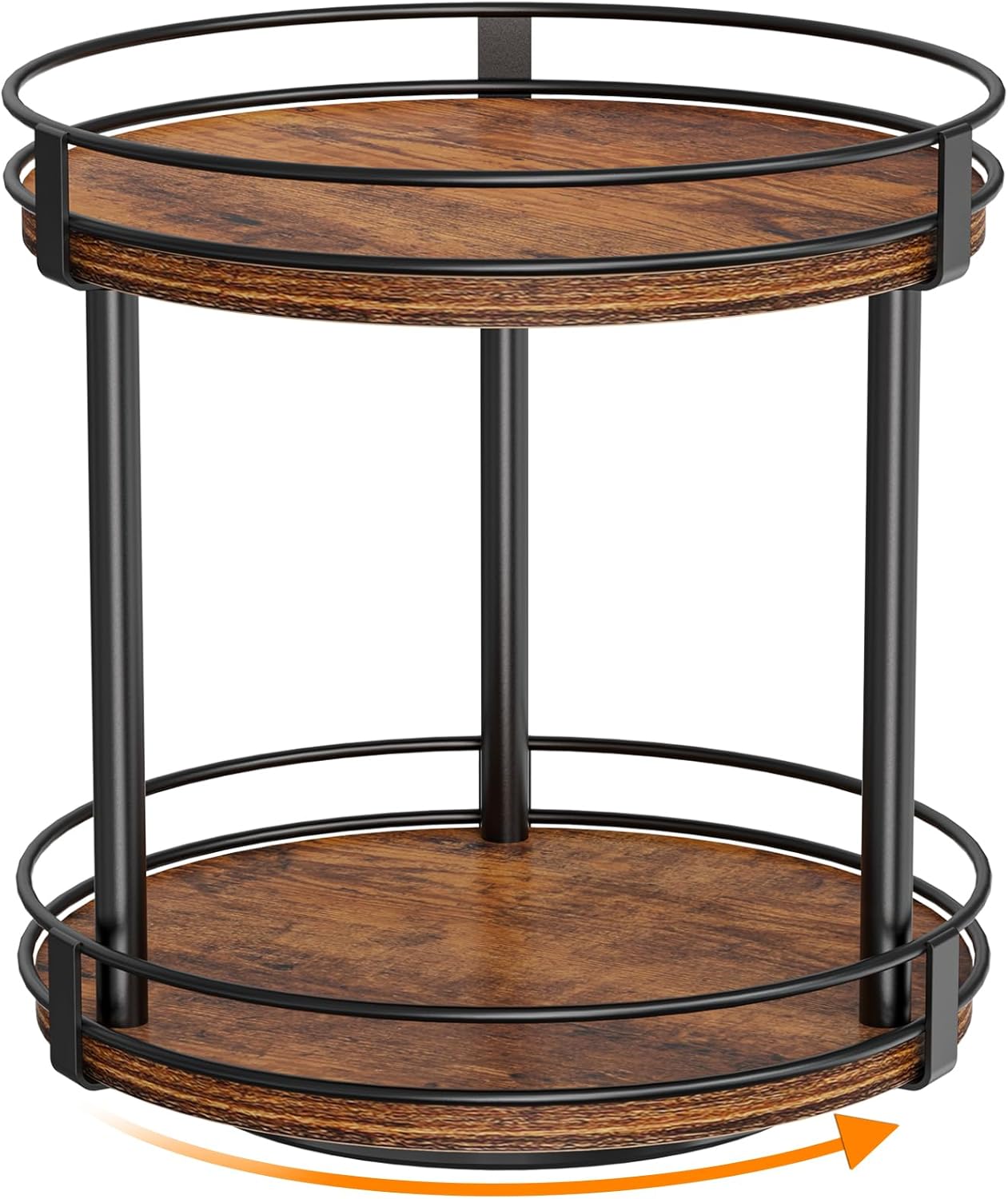 2 Countertop 10.2" 10.2" 10.4" Snughome Rotating Spice Rack, Tier Lazy Susan Organizer, Wood Kitchen Organizer, Brown