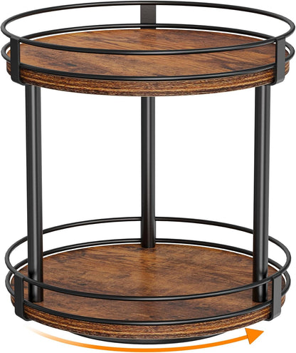 2 Countertop 10.2" 10.2" 10.4" Snughome Rotating Spice Rack, Tier Lazy Susan Organizer, Wood Kitchen Organizer, Brown