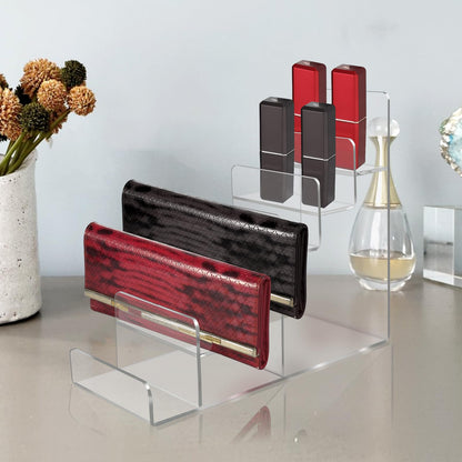 Acrylic Wallet Display Stand Purse Handbag Organizer, Clear Jewelry Riser Display Stand Purse Display Rack, Acrylic Display Shelf for Cosmetic Perfume Jewelry Sunglasses Handbag (2 PCS-4 Tier)