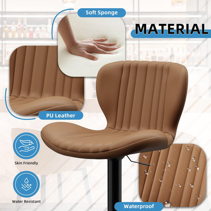 Shintenchi Bar Stools Set of 6 Modern Swivel Bar Chairs, Counter Height Faux Leather Metal Barstools, Upholstered Island Chairs with Back and Footrest, Coffee