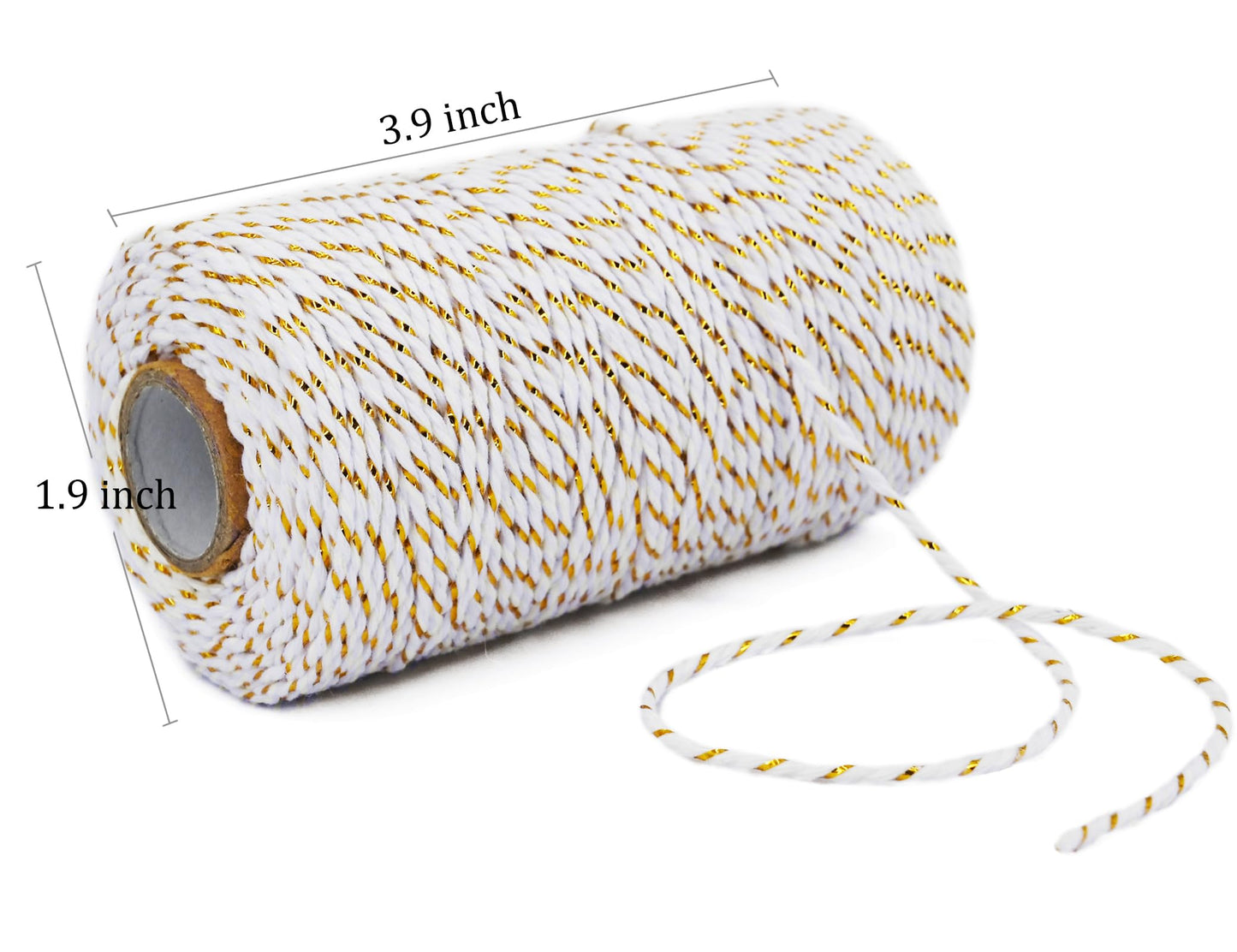 Cotton Twine,2 Rolls,656 Feet in Total,Gold&White and Silver&White,for Gift Wrapping DIY Crafts Wedding Decor