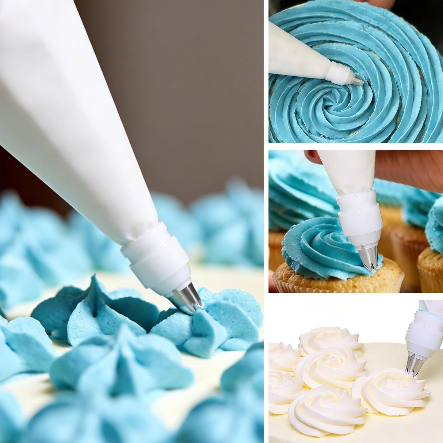 Reusable Cotton Piping Bags & Tips Set -16" Large Pastry Bag with 10 lcing Tips + 2 Couplers for Cake Decorating, Baking Supplies