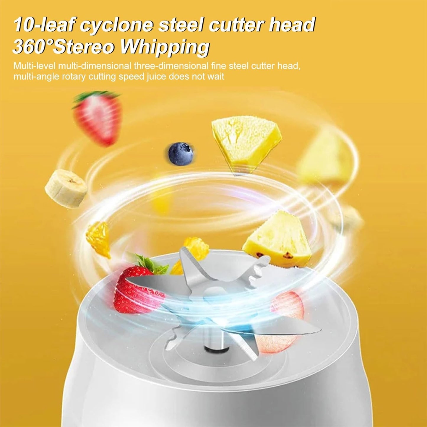 Personal Size Blender for Shakes and Smoothies, 15.6 oz Portable Blender with 10 Blades, Rechargeable Mixers for Travel