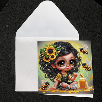 JISHSHAY 6 PCS Diamond Art Greeting Cards Diamond Painting Birthday Cards with Envelopes Gem Art Gem Painting with Special Drills for Thanksgiving Birthday Anniversary Valentine Festival Fairy Elf