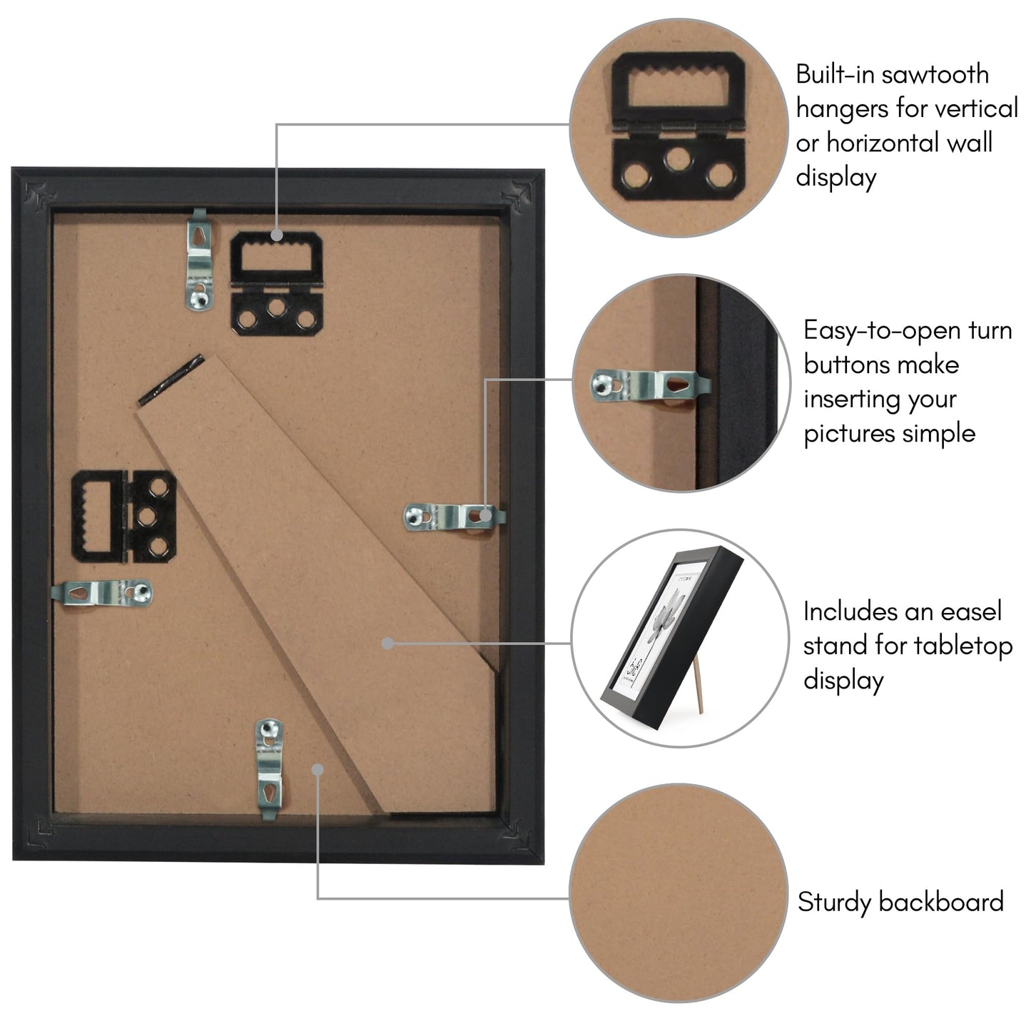 Americanflat 6x8 Picture Frame with Shatter-Resistant Glass - Use as 5x7 Frame with Mat or Display 6x8 Photo Without Mat - Soho Collection - Deep Molding Picture Frames for Tabletop or Wall - Black