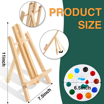 ESRICH Acrylic Paint Canvas Set,52 Piece Professional Painting Supplies Kit with 2 Wood Easel,2 * 12Colors,2 * 10 Brushes,Circular Canvas Etc,Premium Paint Kit for Kids,Students, Artists and Beginner