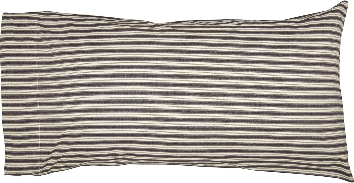 VHC Brands Ashmont Farmhouse Stripe Pillow Case Set of 2, Charcoal Grey and Ivory/Creme, King Size