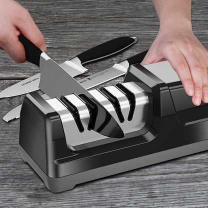 Enutogo Knife Sharpener, Professional 2-Stages Eleltric Knife Sharpeners with Diamond Abrasives for 20-Degree Straight Edge, Knife Sharpener for Kitchen Knives with Sharpening and Polishing