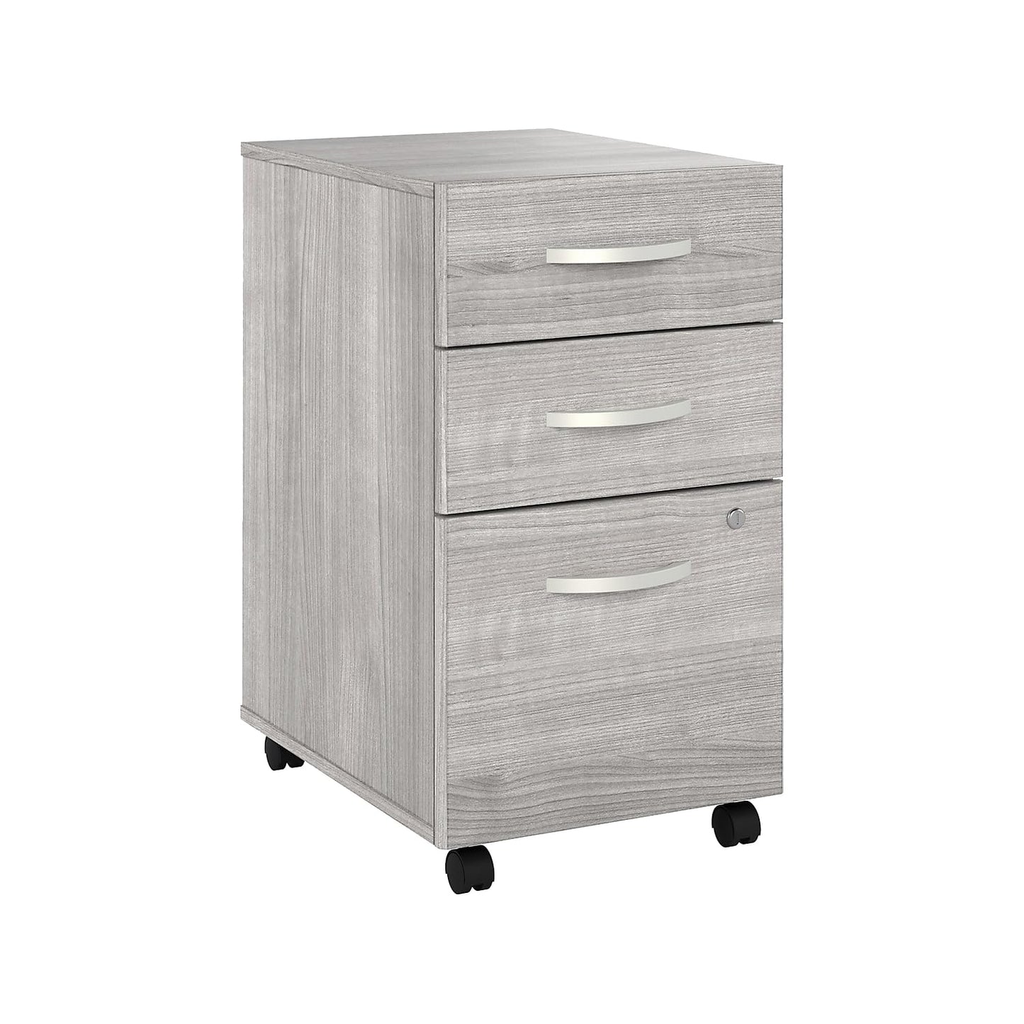 Bush Business Furniture Hybrid 3 Drawer Mobile File Cabinet-Assembled, Platinum Gray