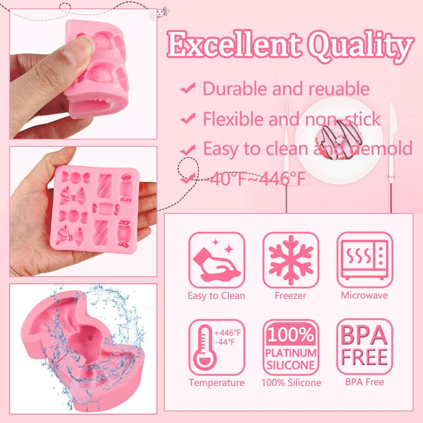 Candy Lollipop Molds 3Pcs, Candy Shape Cake Decorating Silicone Molds for DIY Chocolate Mousse Cookie Butter Gum Cupcake Topper Flower Paste Epoxy Clay Plaster Candle Soap