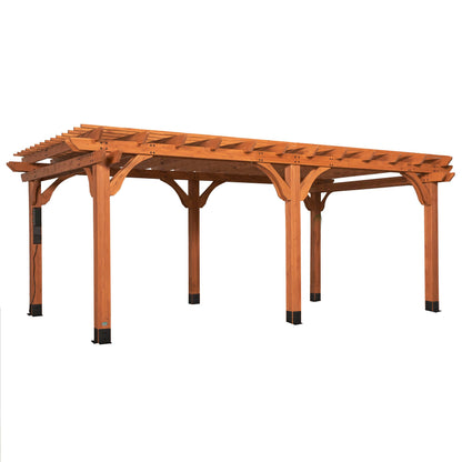Backyard Discovery Beaumont 20' x 12' Traditional Cedar Wood Pergola Kit with Trellis Roof, All-Season Durability, High-Wind Rating, PowerPort, Shade for Outdoor Patio, Deck, Garden, and Entertaining