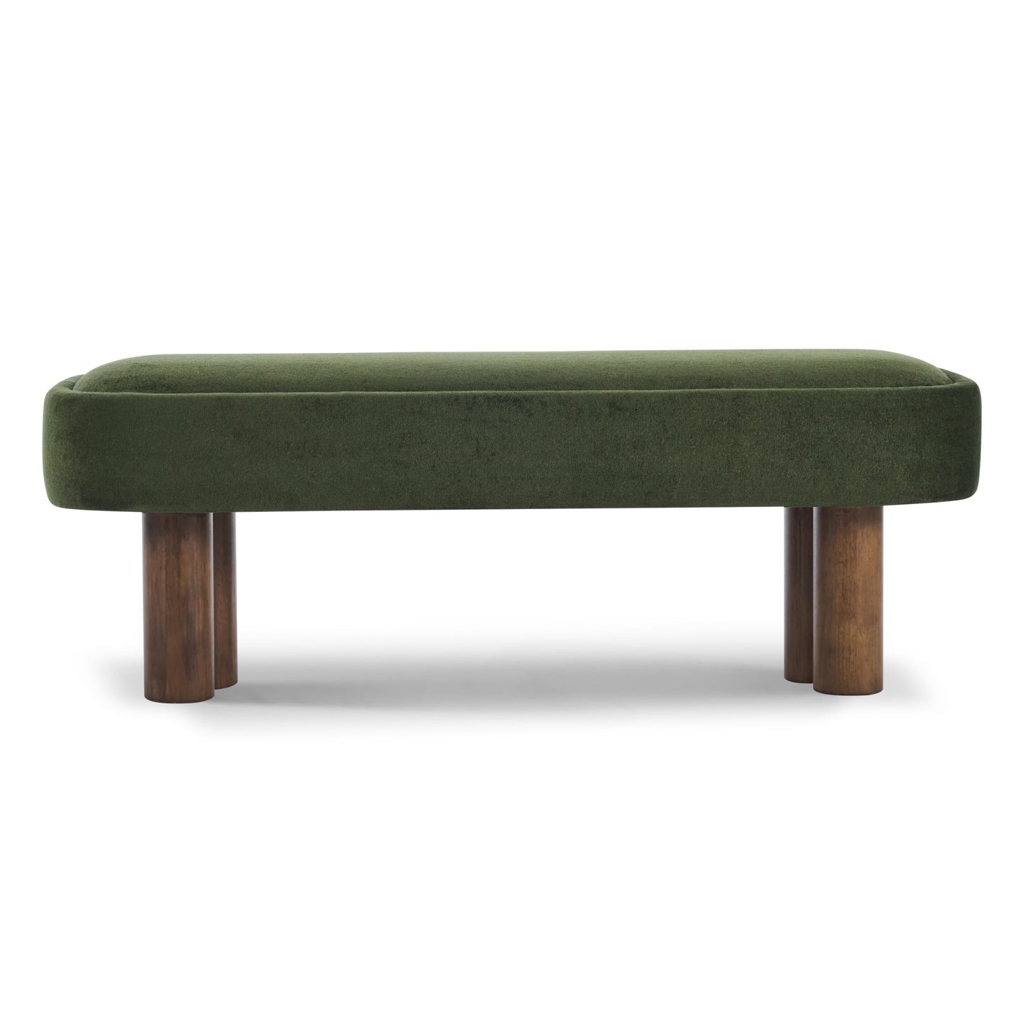 Christopher Knight Home Damas Fabric Upholstered Dining Bench, Wooden Entryway Bench, Long Sofa Footstool for Living Room, Bedroom End of Bed Bench, Olive Green+Walnut