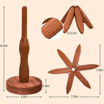 Wooden Trivets for Hot Dishes, Wooden Tree Trivet Set of 5 for Easy Storage - Suited for Hots, Pans, Bowl, Teapot, Hot Holders - Multifunctional Ornaments (Dark - 5 PCs)