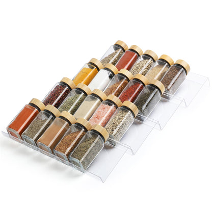 Suneerplay Spice Drawer Organizer 4 Tier, Acrylic Seasoning Organizer Rack, Clear Spice Rack Tray, Kitchen Seasoning Jars Drawers Insert (Jars Not Included/Expandable From 13" to 26")