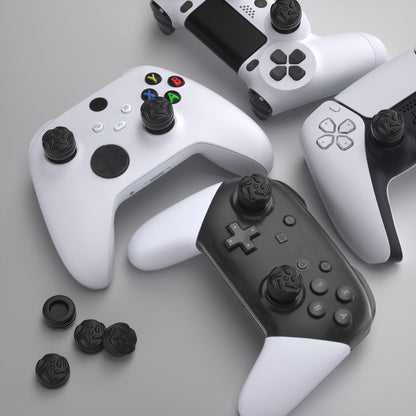 PlayVital Thumbs Cushion Caps Thumb Grips for ps5/4, Thumbstick Grip Cover for Xbox Series X/S, Thumb Grip Caps for Xbox One, Elite Series 2, for Switch Pro Controller - Raindrop Texture Design Black
