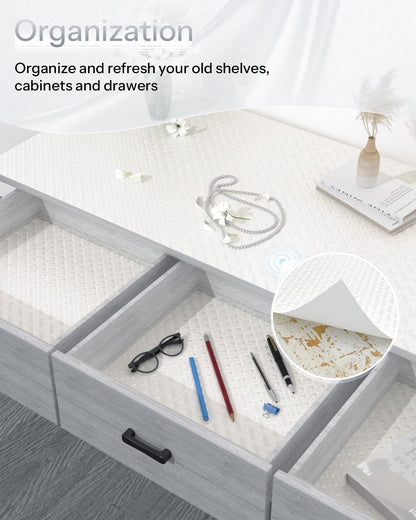 Shelf and Drawer Liner for Kitchen Cabinet, Non-Adhesive 12in x 240in Waterproof Contact Paper Refrigerator Liners Thickened Durable EVA Material Non Slip Mat for Dresser Cupboard Pantry Protector