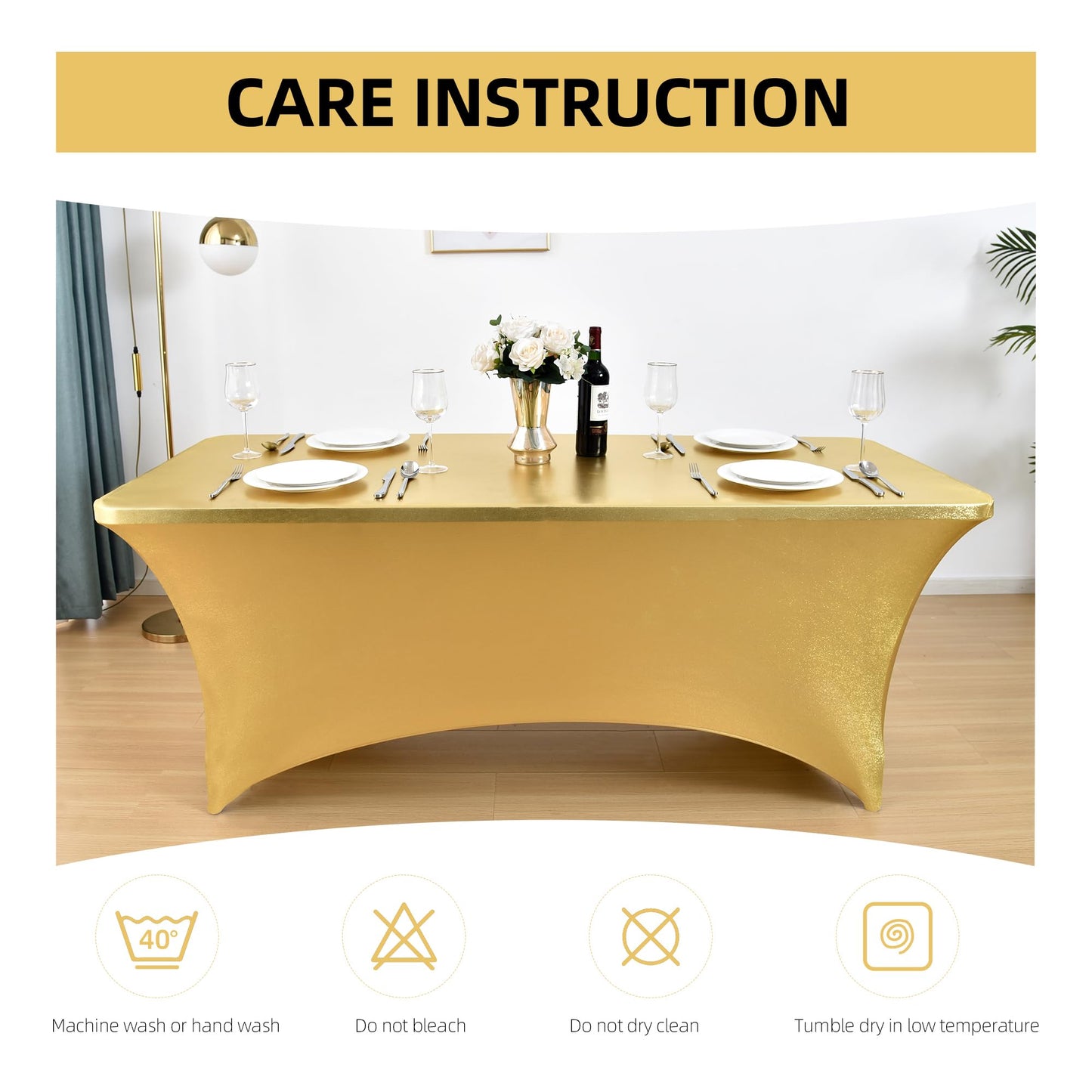 ZarzaaSik 2-Pack 8ft Spandex Table Covers for Rectangle Folding Tables - Washable Elastic Tablecloth - Ultimate Fitted Table Protector for Birthday Parties, Trade Shows, Banquet