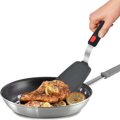 Silicone Spatula Turner Set of 2, 600°F Heat Resistant Cooking Utensils for Nonstick Cookware, Black Pancake Egg Burger
