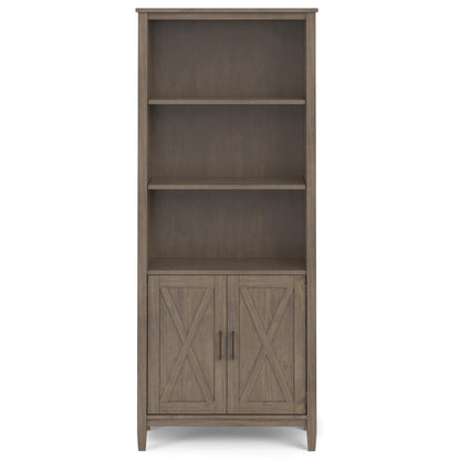 SIMPLIHOME Ela Bookcase - 72 inch Tall 5-Shelf Solid Wood Bookshelf in Smoky Brown, Transitional Storage for Living Room, Study Room or Office with Open Design and Sleek Panel Detailing