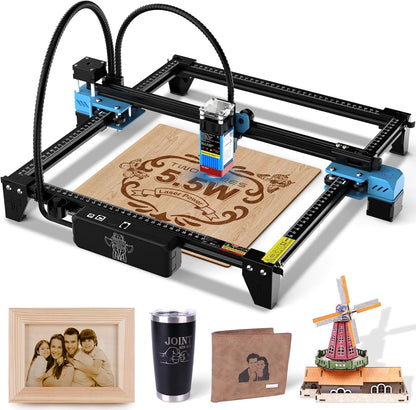 Twotrees TTS-55 Pro Laser Engraver 5500mW Laser Engraving Machine,Laser Cutter,300 x 300 mm Work Area,0.08mm Laser Spot Engraver Machine for DIY,Wood,Metal,Acrylic,Glass,Stainless Steel