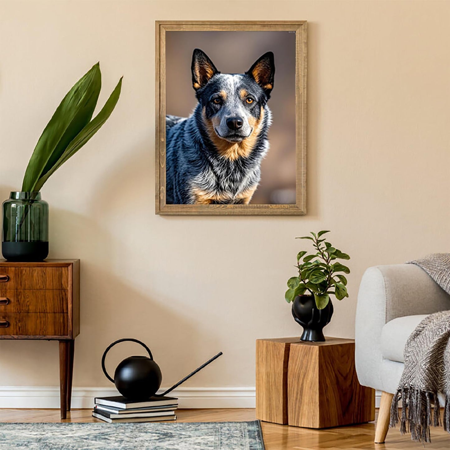 KAYEIUU Diamond Art Blue Heeler Australian Cattle Dog 5D Diamond Painting DIY Kits Full Round Drill Crystal by Number Embroidery Arts and Crafts for Living Room Home Wall Decor 12x16 inch/30x40cm