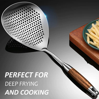 KAYCROWN Skimmer Slotted Spoon, 16.8 Inch 304 Stainless Steel Skimmer Ladle Spoon Spider Strainer for Cooking and Frying, Pasta Strainer Frying Spoon for Kitchen