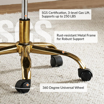 HULALA HOME Executive Office Chair, Adjustable Airbag Lumbar Support, Modern Leather Ergonomic Office Chair with Padded Armrests, Tilting & Swivel, Camel and Gold