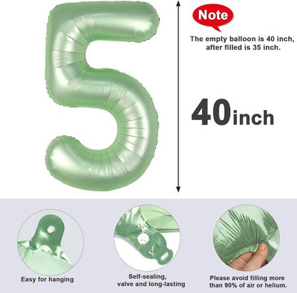 Balloon Numbers | 40 Inch Olive Green 5 Balloons for 5th Birthday & Wedding Decor