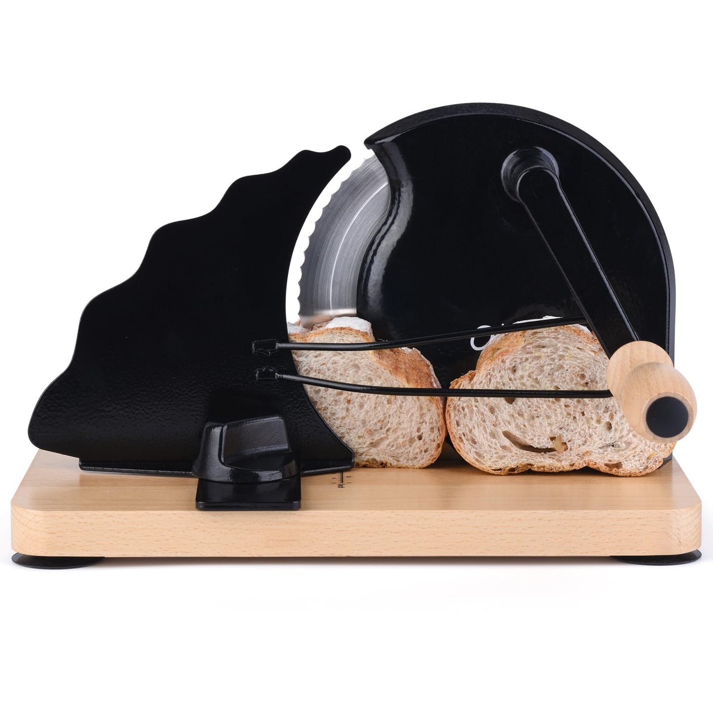 Manual Bread Slicer for Homemade Sourdough Bread, Hand Crank Bread Slicer with Scale Line,Metal Guide & Adjustable Thickness Bread Loaf Slicer,Sharp Blade Bread Cutter for Sourdough Bread