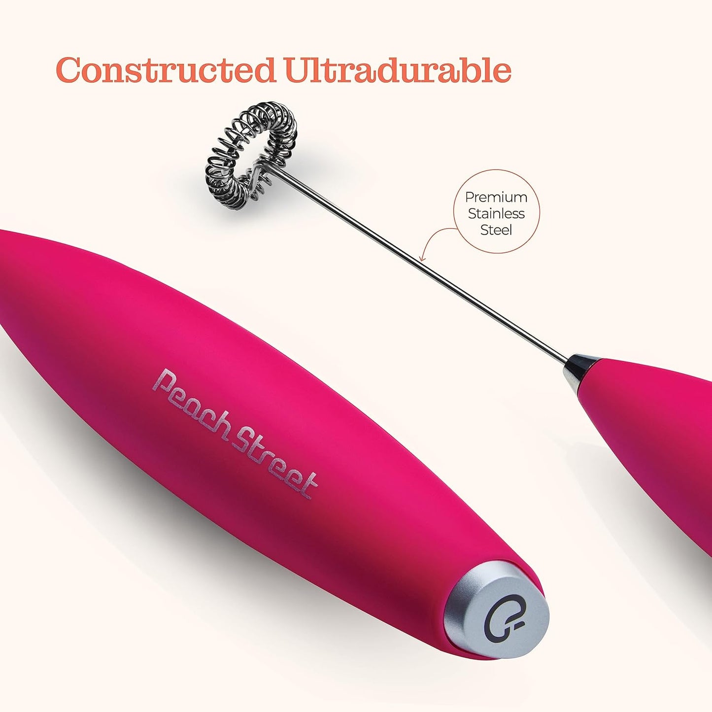 Powerful Handheld Milk Frother, Mini Battery Operated Stainless Steel Drink Mixer with Frother Stand for Coffee,