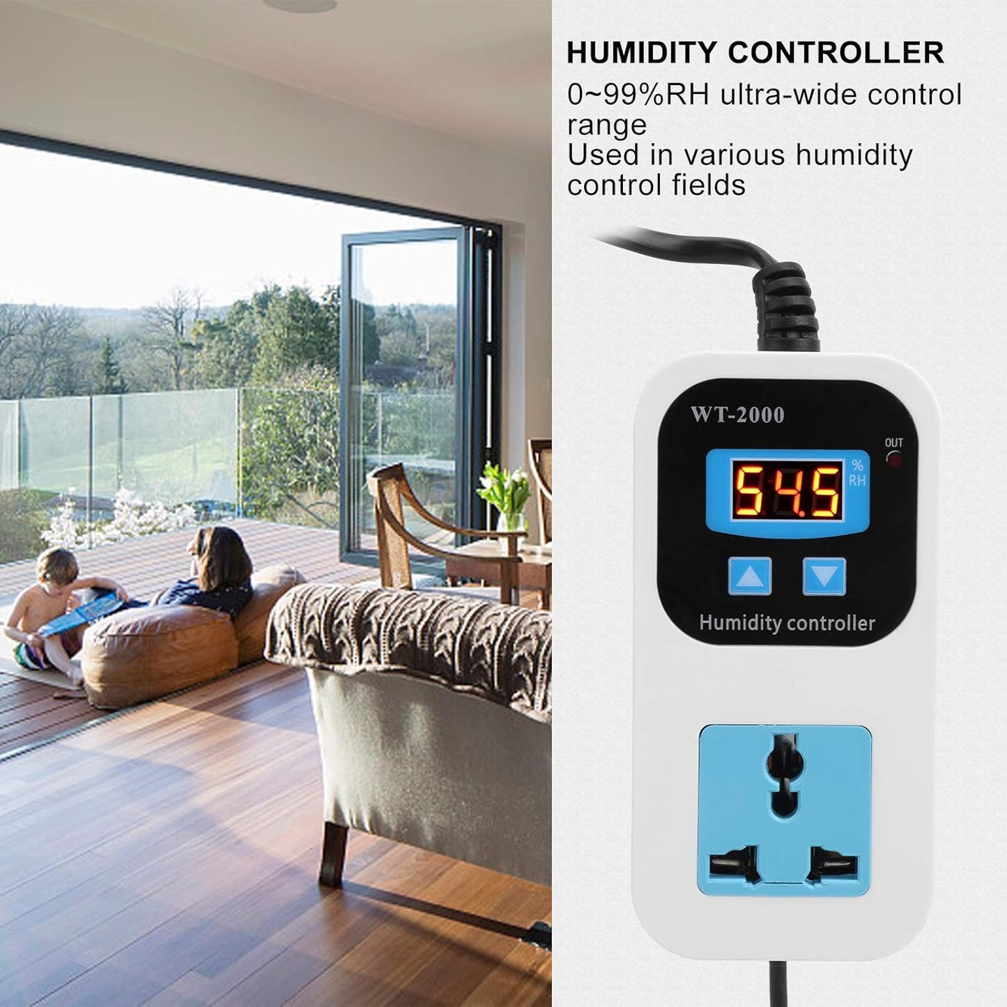 Digital Humidistat, 099% RH Humidity Switch Socket, High Accuracy for Home or Storage Warehouse