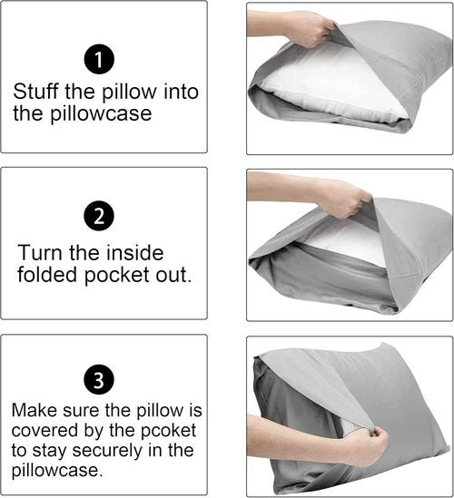 FLXXIE Microfiber Queen Pillowcases - Ultra Soft, Wrinkle & Fade Resistant | 20x30 Inches, Smoky Grey