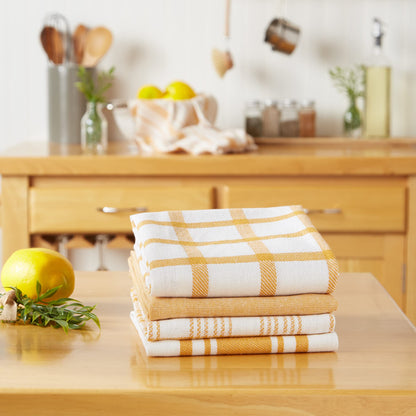 DII Assorted Woven, Kitchen Dishtowel Set, 18x28, Honey Gold, 5 Piece