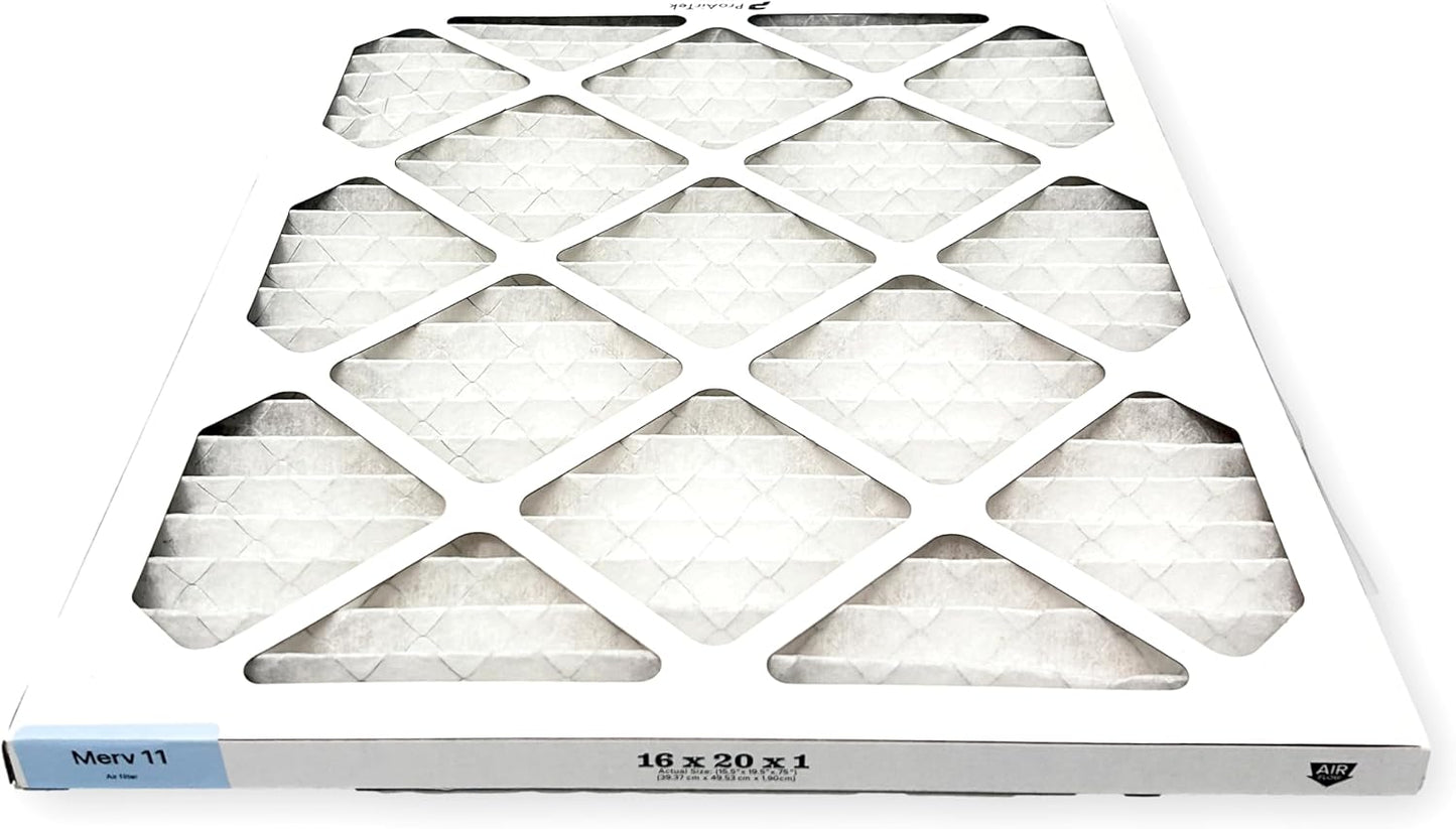 Proairtek AF16201M11SWH Model 16x20x1 Pack of 6 Air Filters, MERV 11 for Clean Air in Home